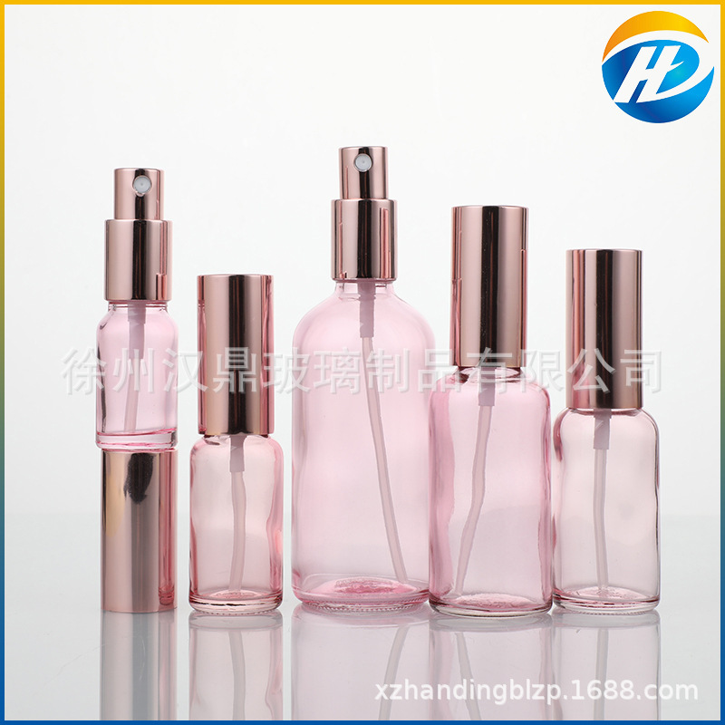 10-100ml桃ピンクガラススプレーボトル30ml 50ml香水精油プレススプレー化粧品分注ボトル|undefined
