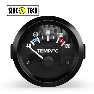 Sinco Tech 2-Inch 52mm Black Face Pointer Water Temperature Meter 12V Universal Car Modification Instrument