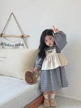 女童秋季连衣裙宝宝法式格子泡泡袖娃娃裙吊带罩衫洋气公主裙韩版