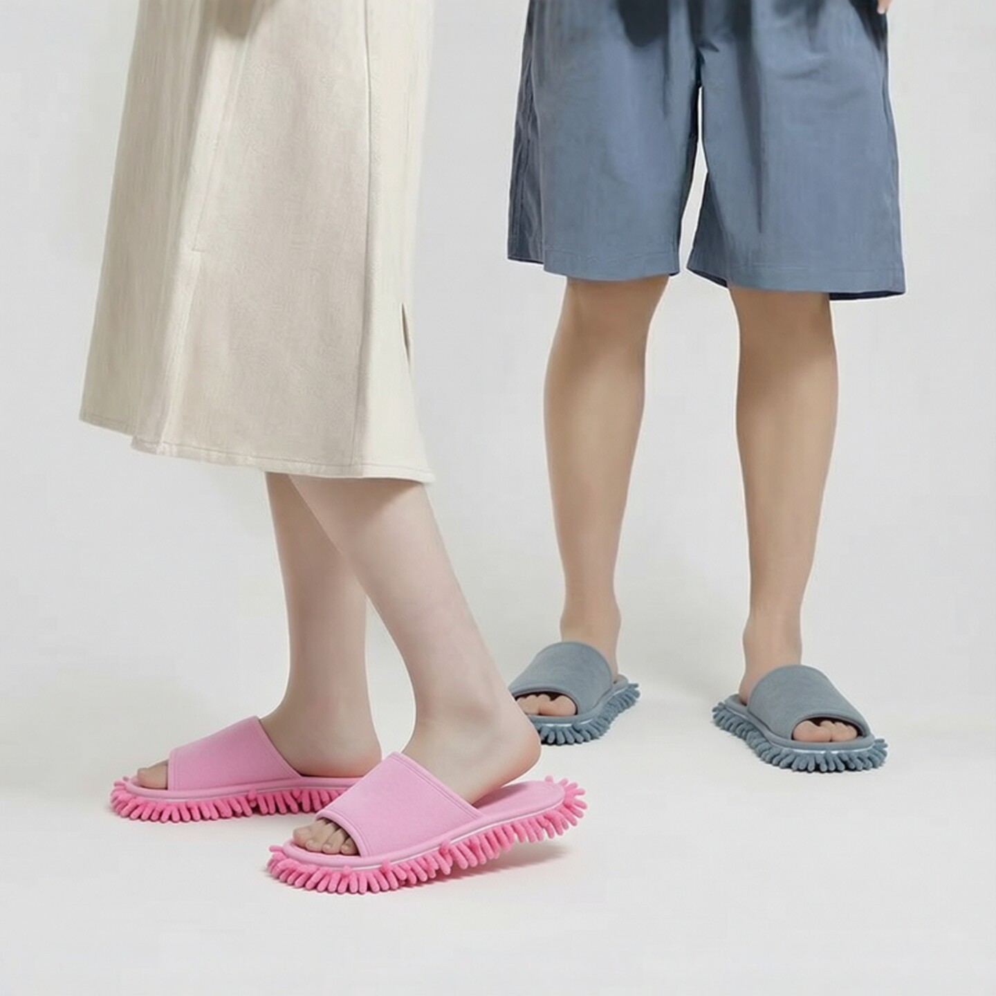 Chenille floor cleaning slippers, detachable and washable, for men and women, home cleaning slippers, silent wood floor mop shoes for couples