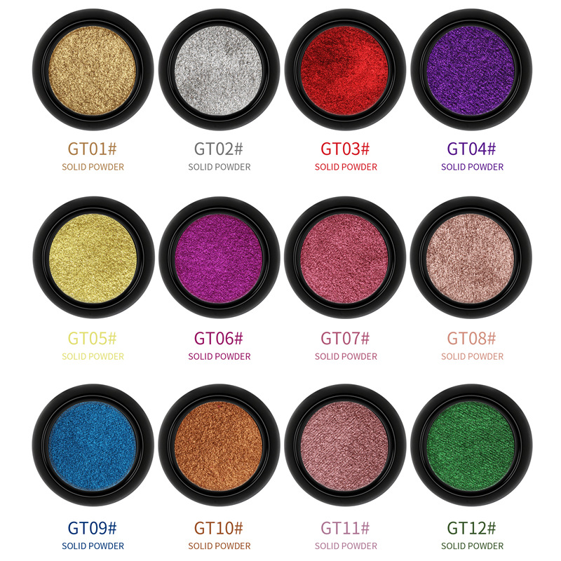 Suministro transfronterizo de uñas espejo mágico sólido en polvo sombra de ojos panqueque espejo sólido harina polvo de oro de titanio 2020 popular en línea