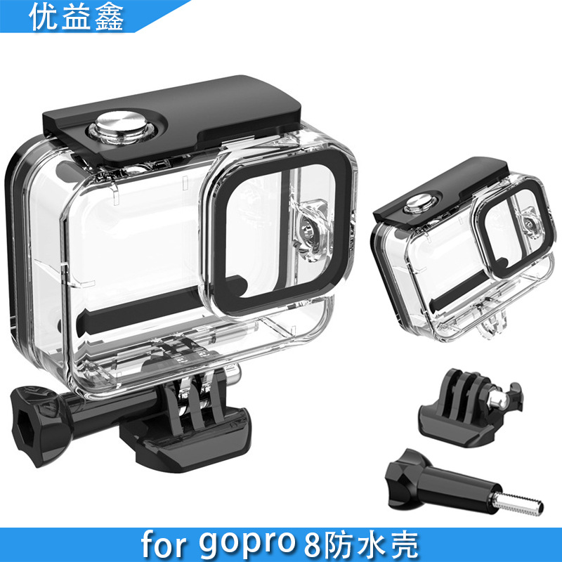 Aplicable a gopro accesorios héroe 8 Shell impermeable PROTECCIÓN DE BUCEO tiro gota protección transparente Shell
