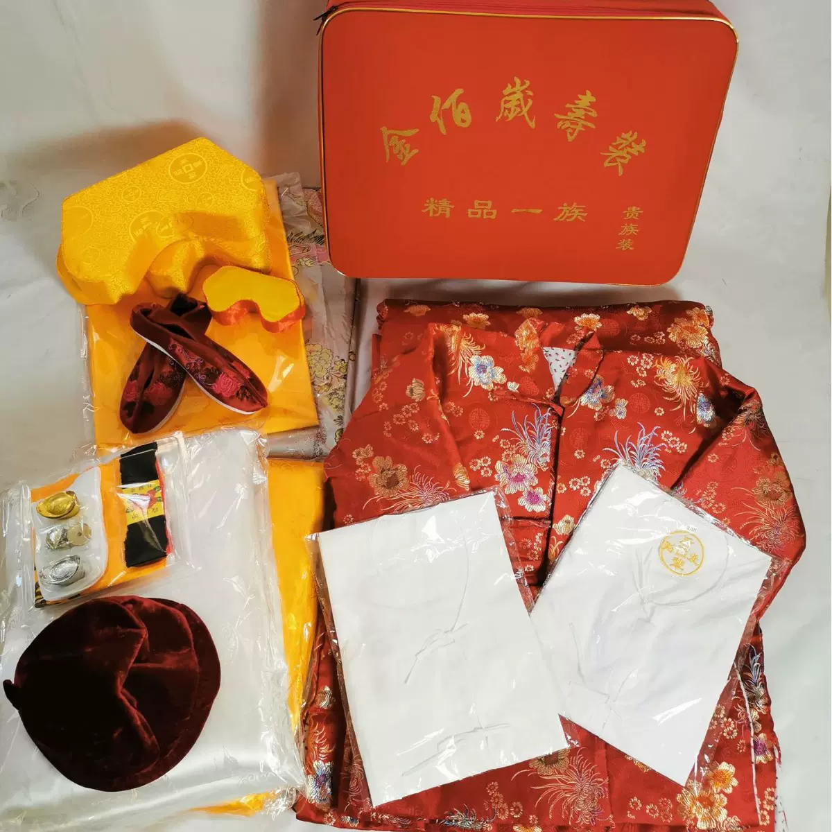 一件代发寿衣女全套唐装七件套殡葬用品老人去世衣服冲喜寿衣全套