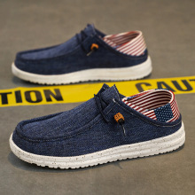 跨境大码新款韩版时尚休闲平底鞋一鞋两穿乐福鞋帆布鞋潮流男鞋子