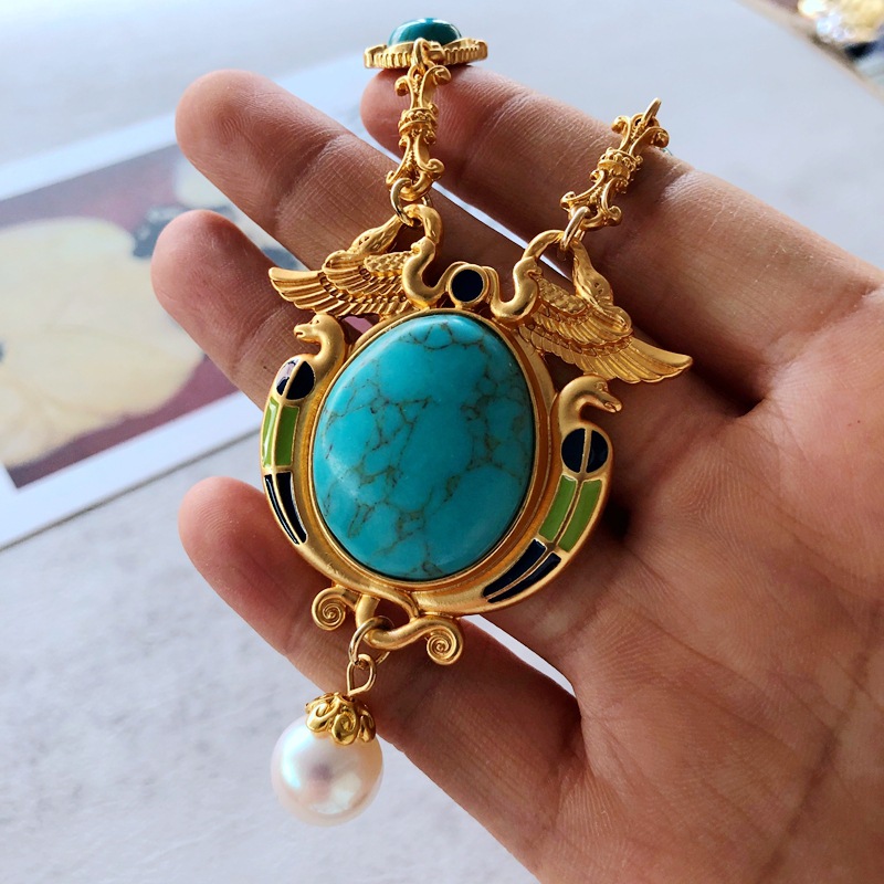 20g Weight Pendant Necklace Classification Wedding, Travel Occasion Alloy Material Flower Pattern Women'S Gender Plating Design Fashion Style Silver Color Fashion Geometric Turquoise Alloy Necklace Wholesale 5