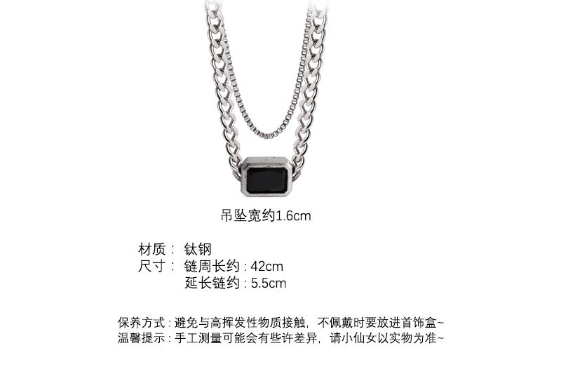 Simple Retro Double Layered Geometric Titanium Steel Necklace Wholesale Nihaojewelry display picture 2