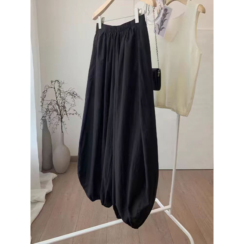 Japanese in stock Black Light Thin Cotton Wide Leg Flattering Hallen Pants Women's Summer 2025 Radish Trousers