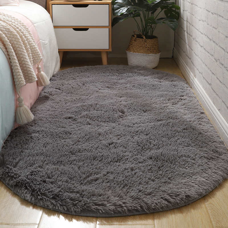 Luz de lujo dormitorio mantas de cama sala de estar oval simple estera de suelo vello largo teñido antideslizante balcón estera de ventana flotante paquete suave image 13