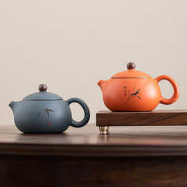 茶桌上美丽的釉惑 紫砂壶泡茶壶家用茶壶茶具套装创意问竹西施壶