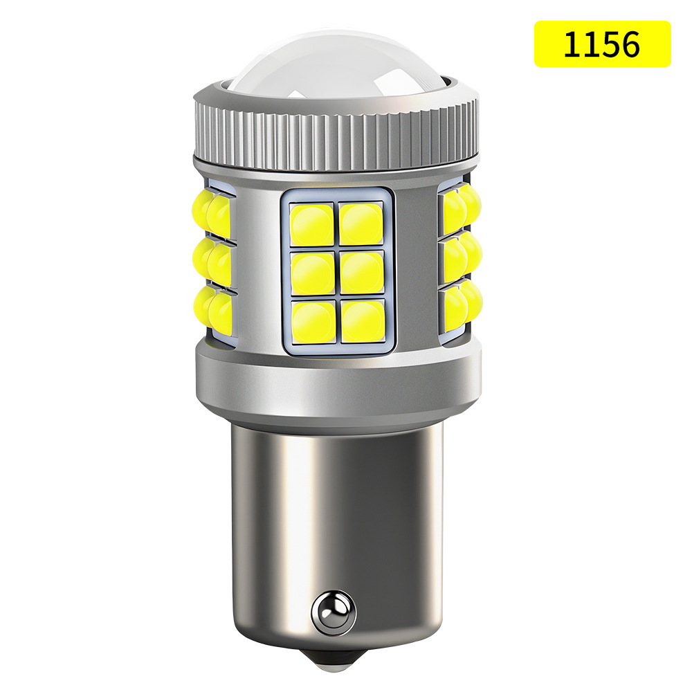 lámpara de automóvil LED de alto brillo luces de dirección luces de marcha atrás 1156-33SMD - 3030 chip convexo con lente luz de freno