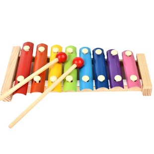 Wooden eight-tone percussion piano children's hand-eye coordination early education educational enlightenment musical instrument small wooden percussion toy wholesale