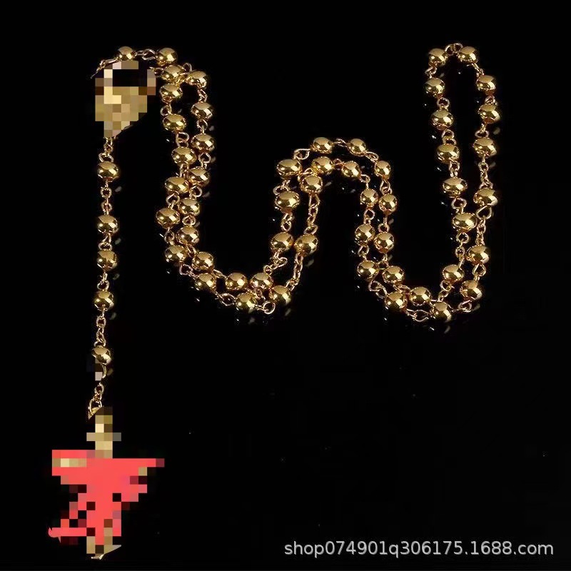 Yuqori sifatli tasbih zanjiri - 6mm pozolotlengan, marjon quti