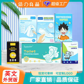 外贸英文包装除胶剂去胶小白鞋擦鞋免洗冷感提神手机屏幕湿巾批发