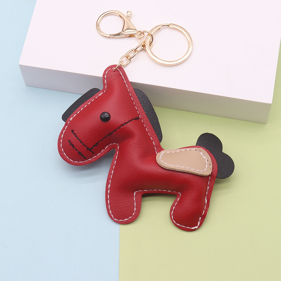 Colgante de pony de cuero de imitación de moda, bolso de todo fósforo de cuero de cuero, bolso de llave de coche de moda lindo, colgante de bolsa