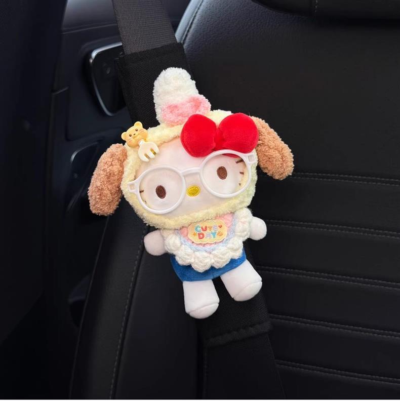 Hellokitty Car Seat Belt Shoulder Pads Car Interior Seat Belt Decoration Anti-Wear Clothing Couple Set for Women