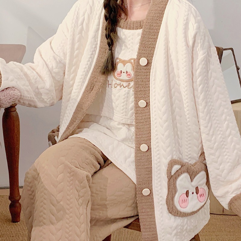 月子服春秋空気綿三点セット妊娠中産婦授乳入院服妊婦パジャマ産後授乳服|undefined