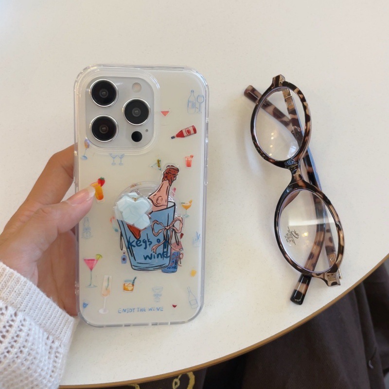 Botella de vino de verano Bebida de color para iPhone15/16 funda para teléfono móvil 15ProMax Premium Sense 16Pro Mujer 14