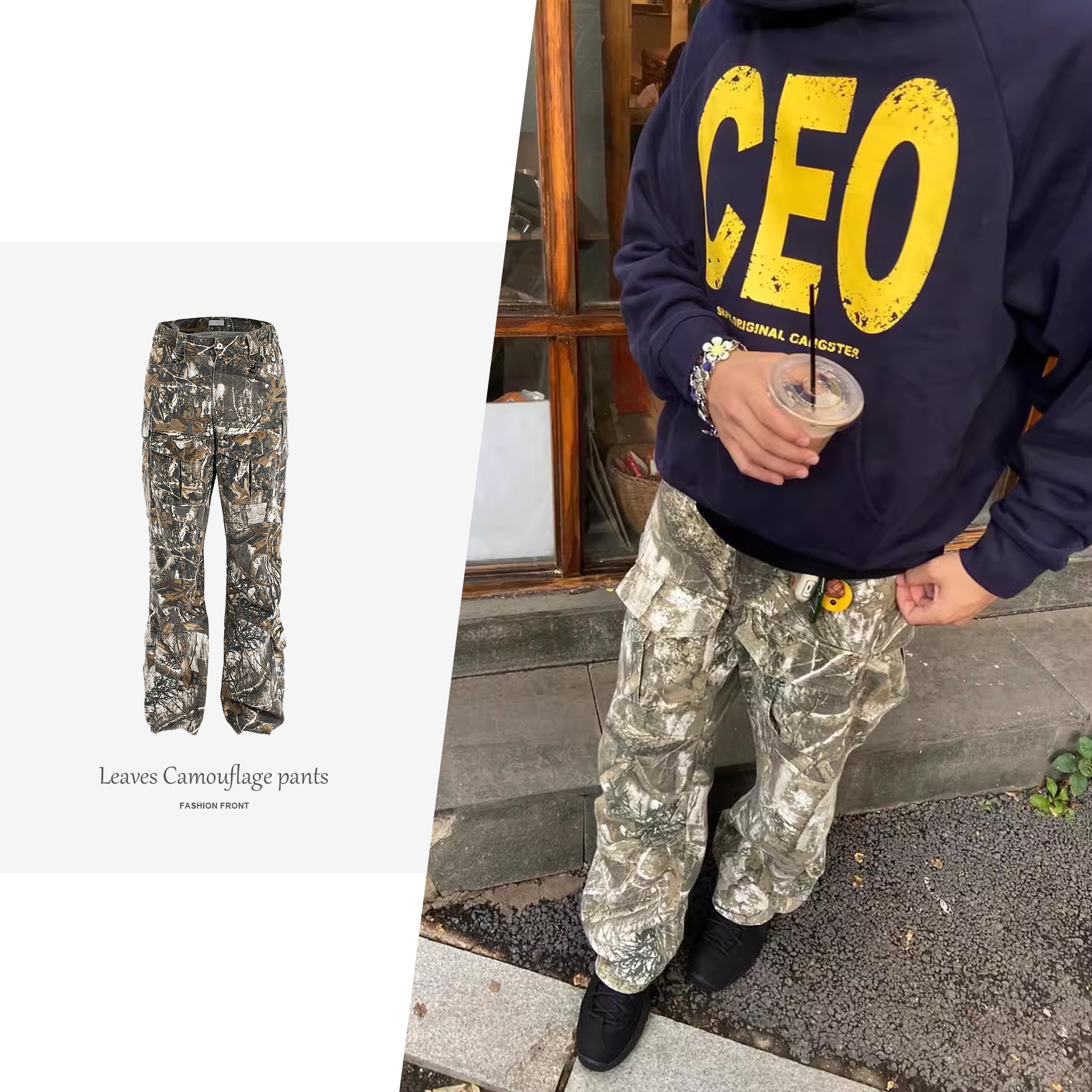 【蔣勁夫同款】citycamo風樹枝迷彩工裝褲男水洗大口袋軍訓迷彩褲