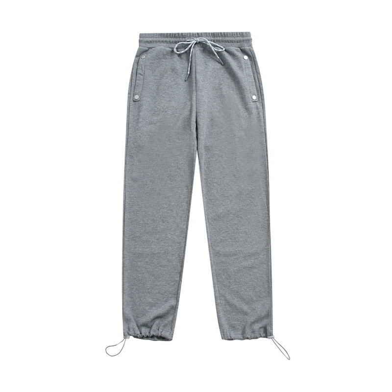 Herrenbekleidung dicke Textur Waffelhose Sporthose mit geradem Beinbund_voghion.com