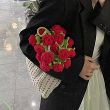 纯手工编织玫瑰花单肩大包夏季镂空包