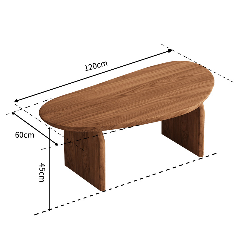 Mesa de centro de troncos exquisita de estilo japonés nórdico Sala de estar Mesa de té ovalada Casa de familia retro Mesa de diseñador creativo