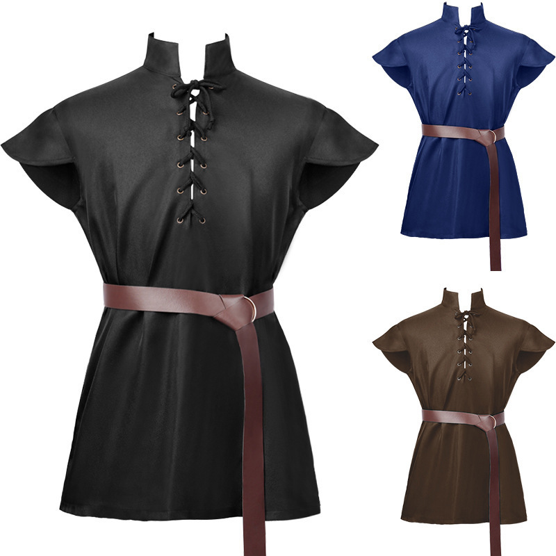 European and American Medieval Pullover Strap Long Unisex Top Halloween Mid-Length Waist Performance Dress Large Size Festival