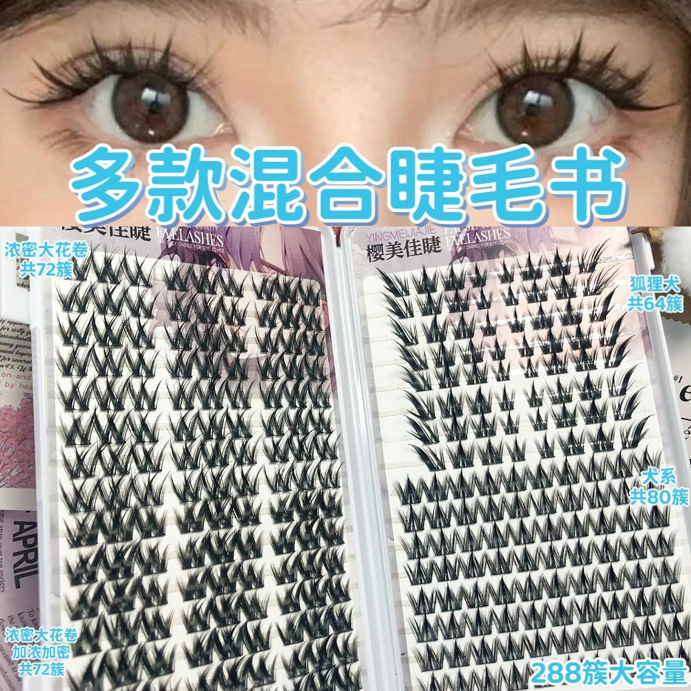 Colección de libros de pestañas novatos gran capacidad mezclada perezosa pura simulación natural densa falsa pestañas cómic flores de sol