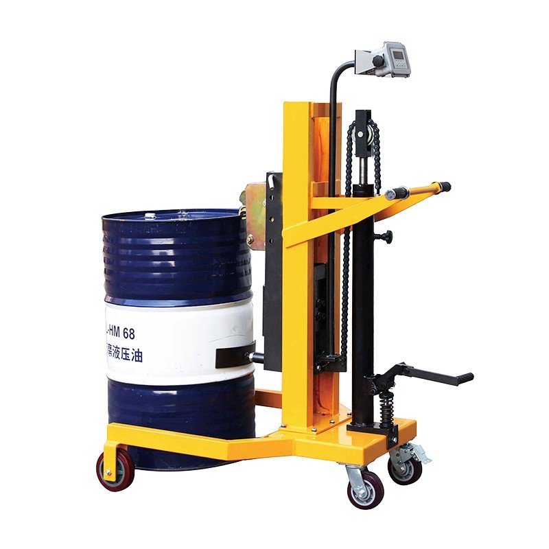 Vehículo de transporte de barril hidráulico de ángulo recto barril de hierro barril de plástico de doble propósito elevador de barril de aceite multicanal