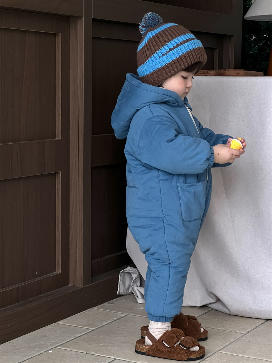 Ropa infantil de otoño y invierno 2024 bebés de otoño y invierno ropa de algodón de escalada de ropa infantil coreana para bebés gruesa ropa unida