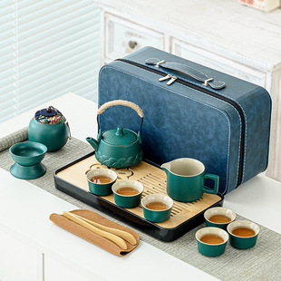 Travel tea set suit wholesale tea tray household kung fu tea set outdoor portable teapot ceramic business gift