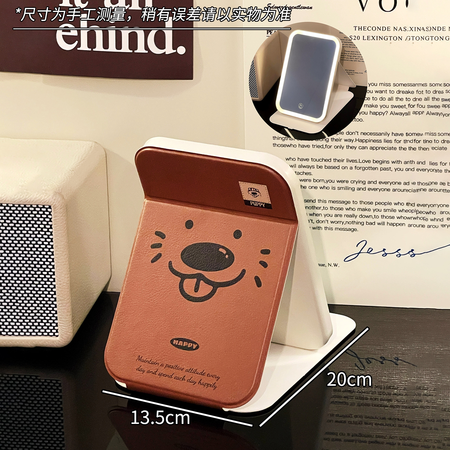 Nuevo espejo de maquillaje plegable LED con lámpara portátil dormitorio de estudiantes de escritorio espejo de relleno de luz para el hogar