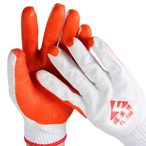 Fuante film gloves wear-resistant anti-slip rubber construction handling gloves dipped rubber hanging rubber labor protection protective rubber gloves
