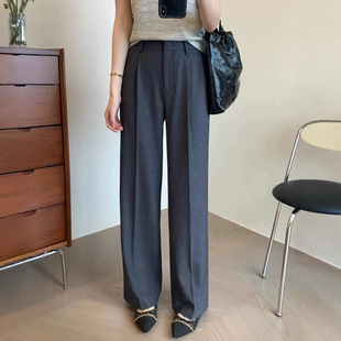 Early Spring New Dipper Tribute Needle Craft Front Middle Sewing Line Straight Pants Wide-leg Long-suit Pants