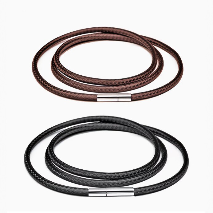 Wholesale Necklace Cords and Pendant Straps, Crystal Braided Leather Cords, Gold Necklace Straps, Men's and Women's Styles, Red and Black Steel Buckle Waxed Cords