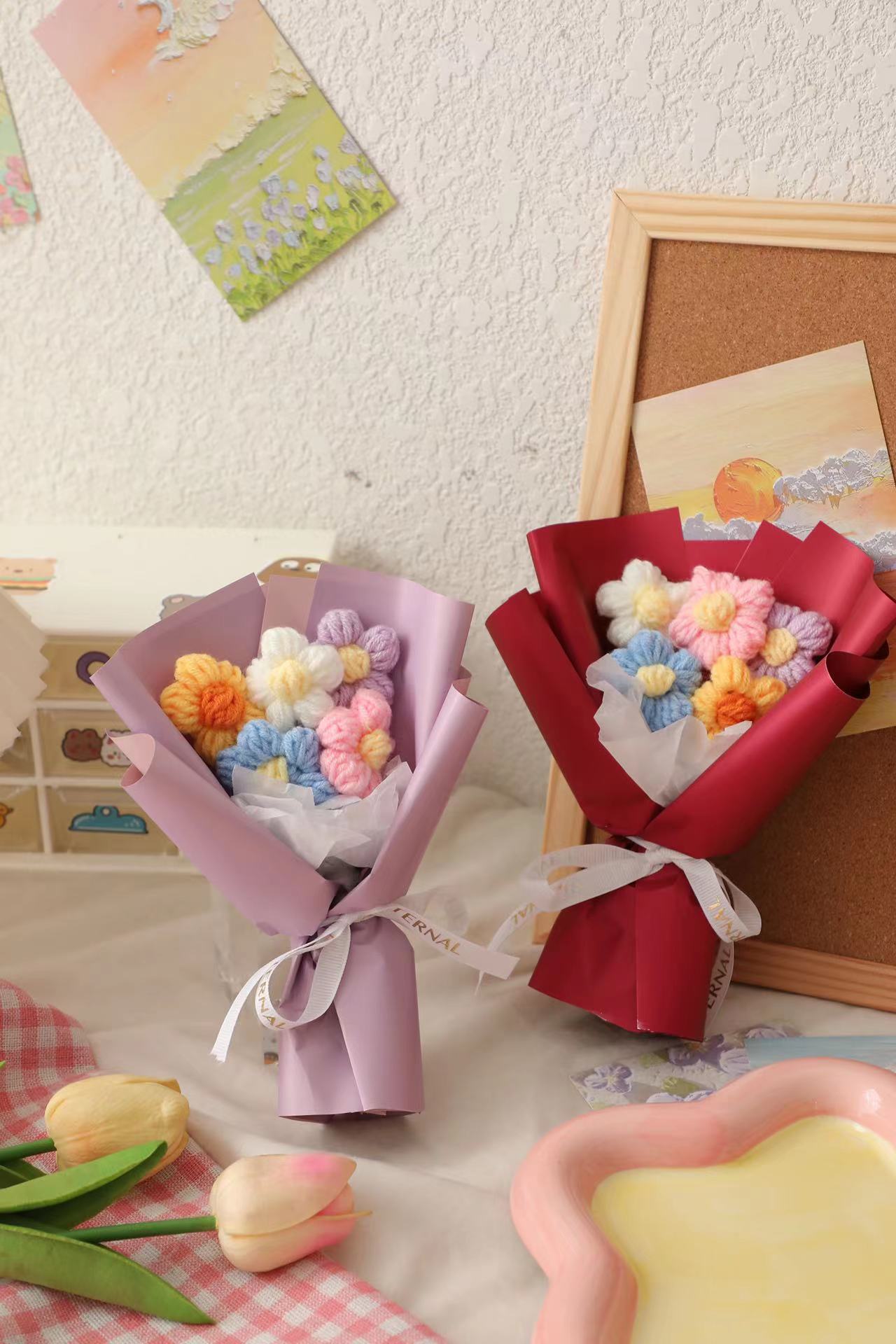 Cute Flower Knit Birthday Festival Ornaments display picture 2