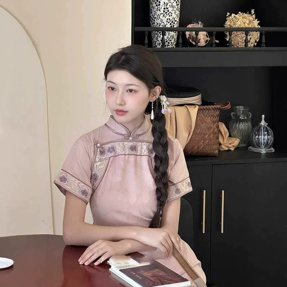 Новый китайский стиль улучшенный чонсам 2025 новый классический элегантный стиль
