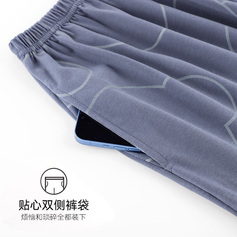 Pijamas de tres piezas para hombre verano 100% algodón pantalones de manga corta traje Delgado verano dibujos animados más tamaño homewear