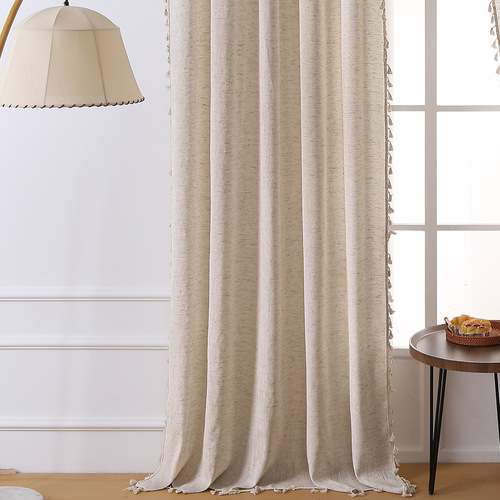 Modern minimalist-style solid-color semi-blackout curtains—elegant balcony screening fabric, simple yet sophisticated ready-made curtains for home use.