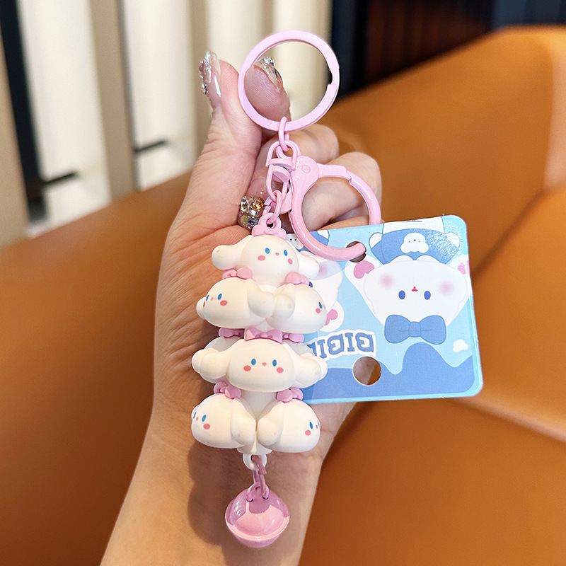 Popular en línea rojo creativo monstruo de dibujos animados jengle lindo mochila colgante coche llavero pareja pequeño regalo