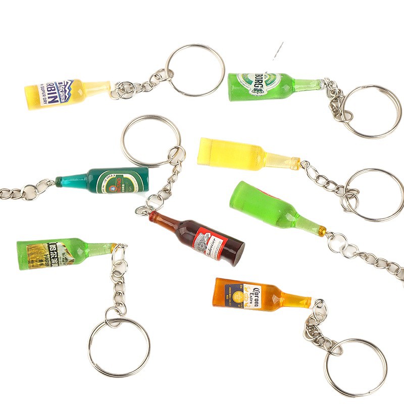 Cerveza botella de vino llavero accesorios de resina bricolaje accesorios de carcasa de teléfono móvil crema epoxi bolso de niña colgante al por mayor