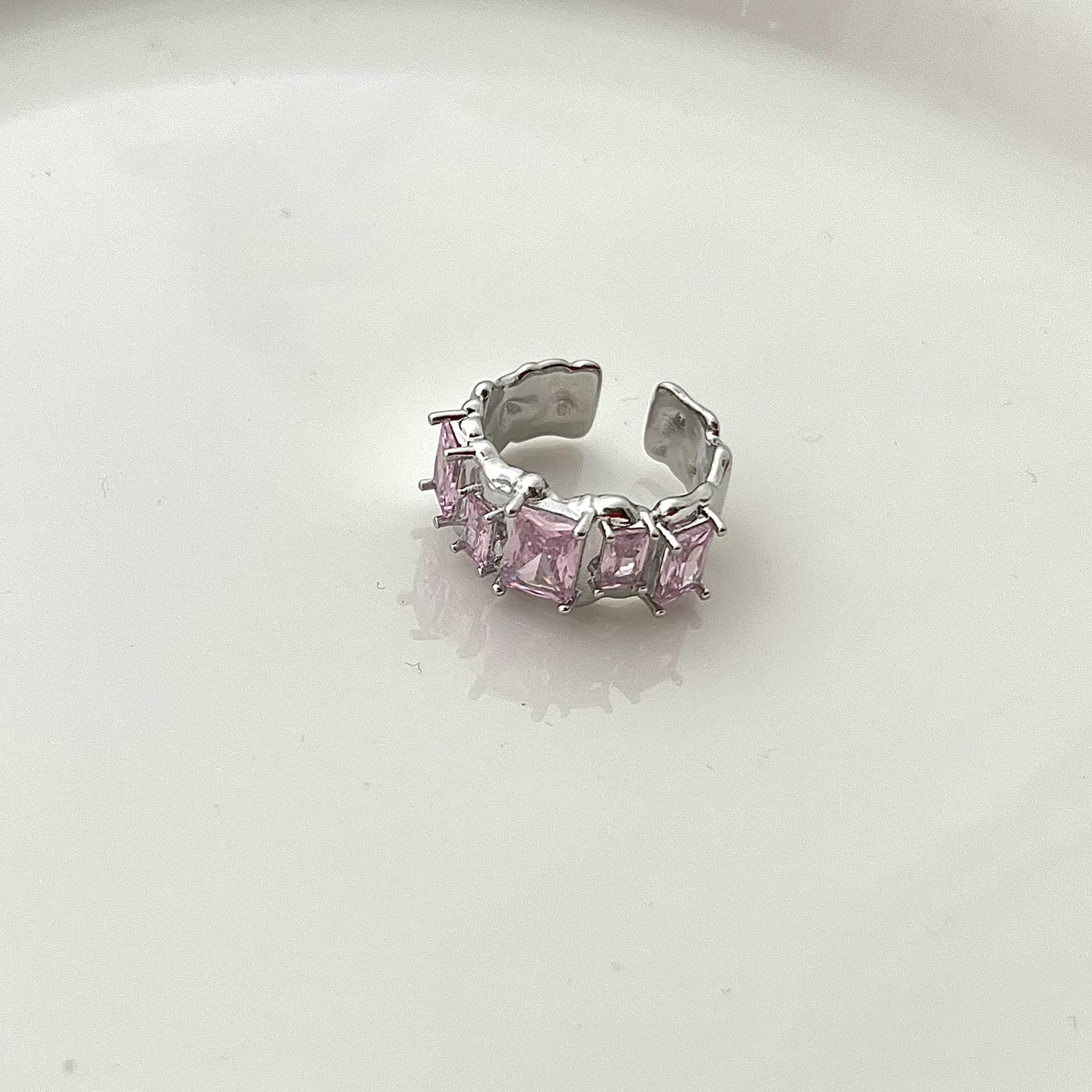 Fashion Flower Copper Open Ring Plating Inlay Zircon Copper Rings