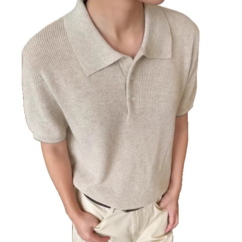 Polo camiseta de punto camiseta de manga corta hombre viejo viento relajado camiseta de hielo transpirable de verano fábrica transfronteriza mayorista