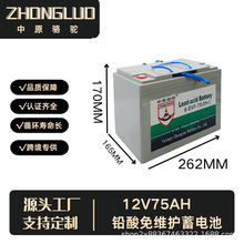 中原骆驼全新批发6-dzm-75大型动力铅酸电池大密 12v75 AH