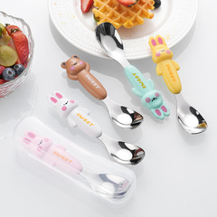 316ステンレスアニメ元宝スプーンウサギ熊萌趣味児童食器セット携帯赤ちゃん補助スプーン