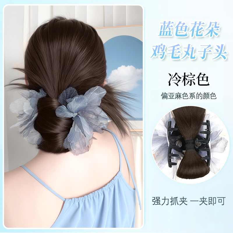 Moño Postizo con Mechas y Pinza de Garra de Fibra de Alta Temperatura para Mujeres
