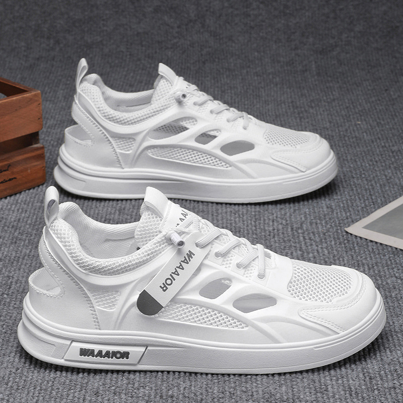 Summer Men's Shoes New Breathable Hollow Hole Shoes Men's Trendy Versatile White Shoes Mesh Shoes Casual Sneakers Trendy Shoes