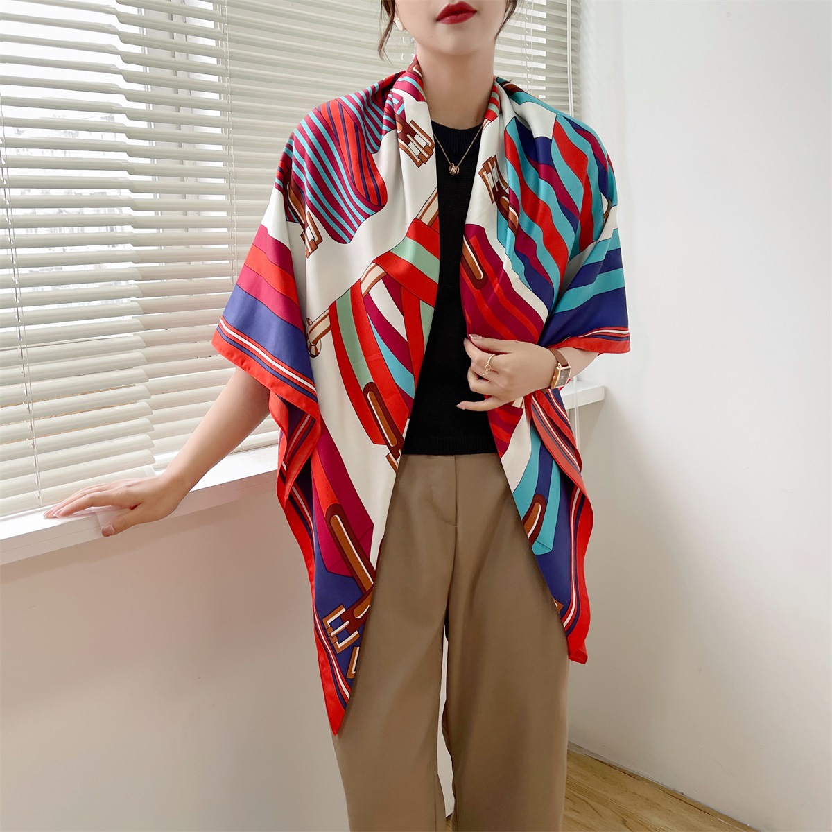 175g Weight Silk Scarf Classification Daily Occasion Polyester Material Plant Pattern Spring&Summer Season Women's Gender Elegant, Simple Style Style Women's Elegant Simple Style Plant Polyester Silk Scarf 6
