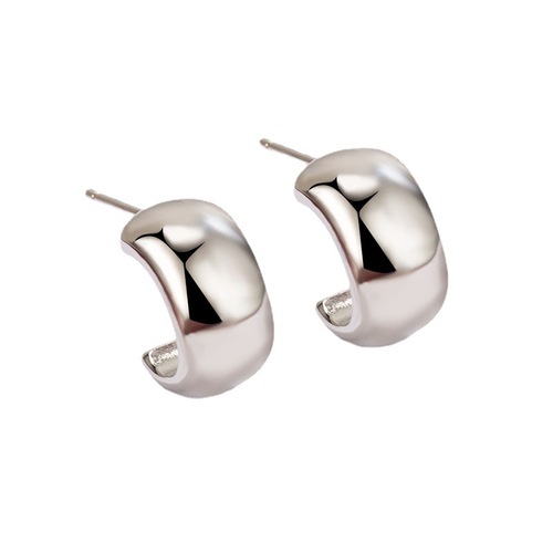 New Trendy, Refined, Small, Simple Semi-Hoop C-Shaped Earrings with Unique Design and High-End Small Round Studs for Women
