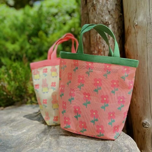 Cute mesh beach bag, office lunch bag, travel portable mom bag, student tutoring bag