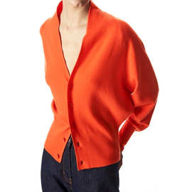 代理商140 ALCOS风新款标准版型V领羊毛混纺开衫束腰气质针织毛衣
